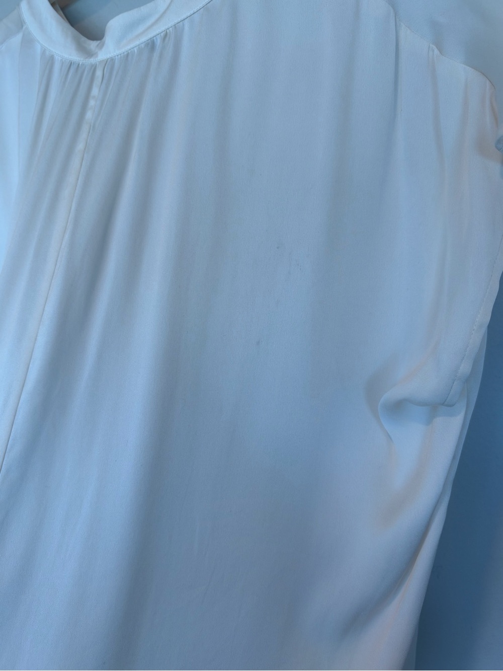 Quince Silk Cream Cap-Sleeve V-Neck Tunic Blouse - Picture 5 of 5
